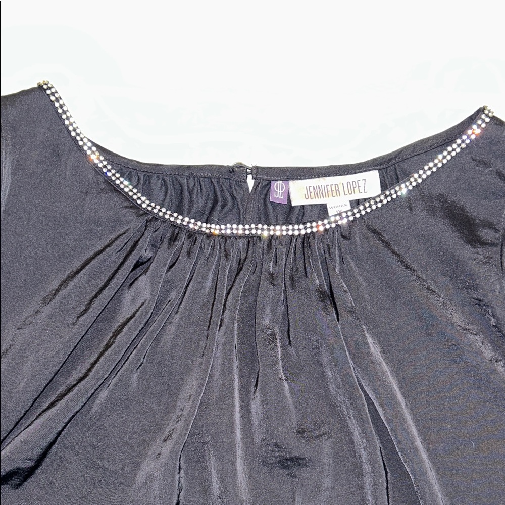 Jennifer Lopez Elegant Black Tank with Silver Detailing - Picture 3 of 5